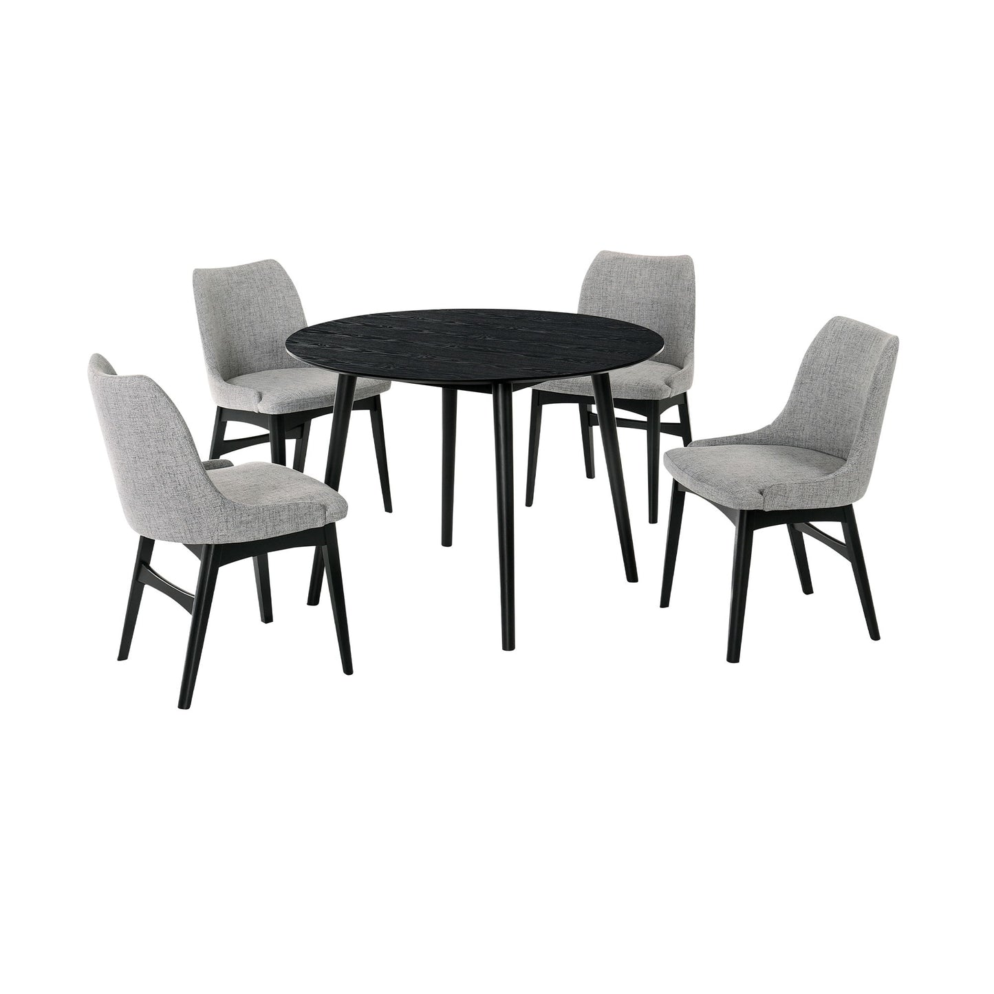 Arcadia And Azalea - Round 5 Piece Dining Set - Gray / Black