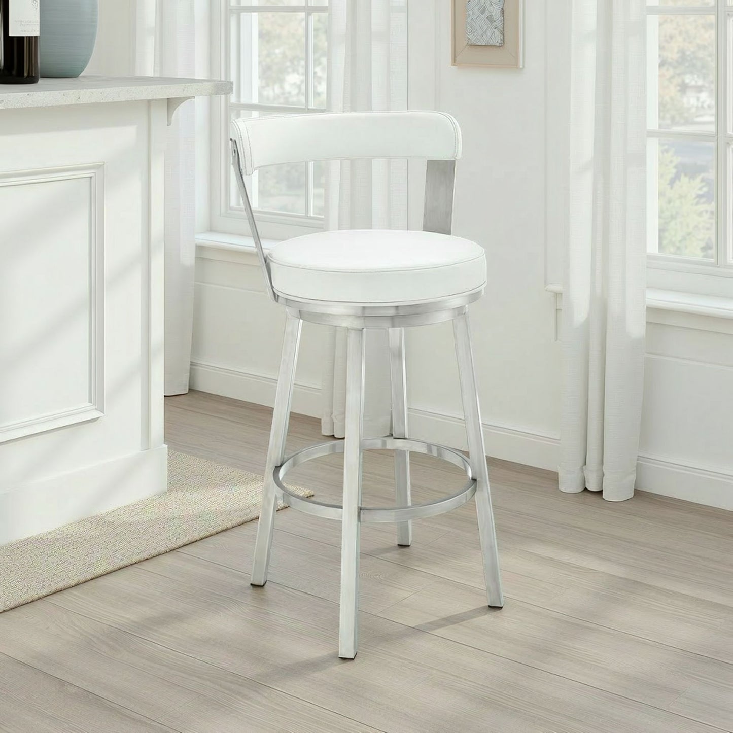 Bryant - Swivel Bar Stool With Silver Frame