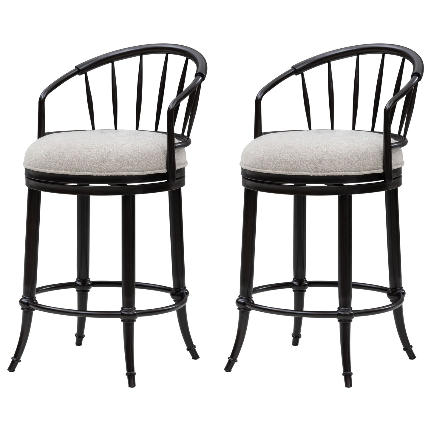 Luther - Commercial Grade Steel Frame Fabric Upholstered Swivel Counter Height Barstool