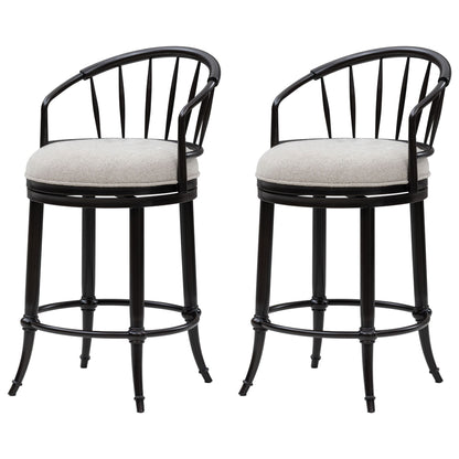 Luther - Commercial Grade Steel Frame Fabric Upholstered Swivel Counter Height Barstool