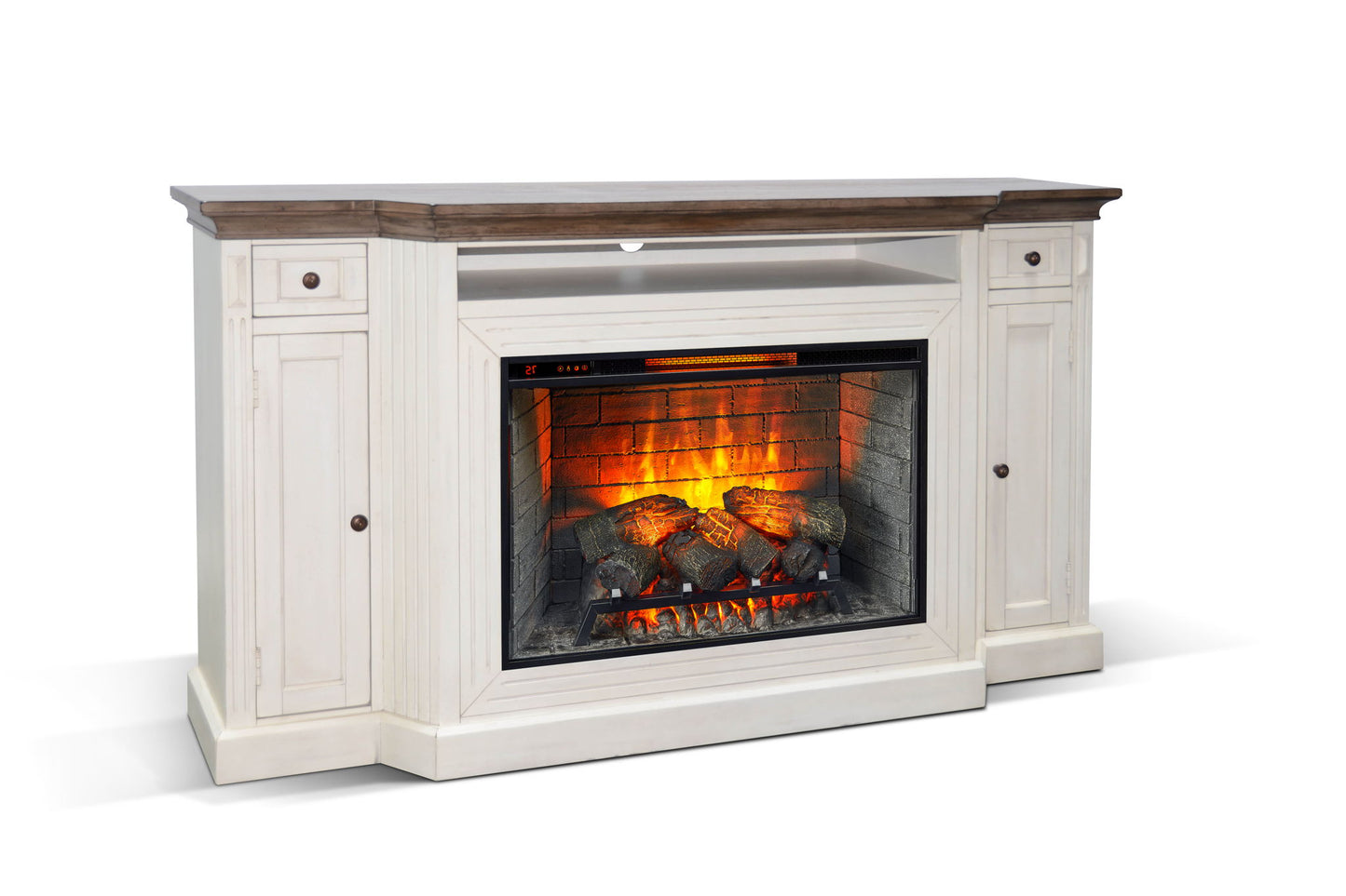 TV Console Without Slate - Buckskin / Marble White