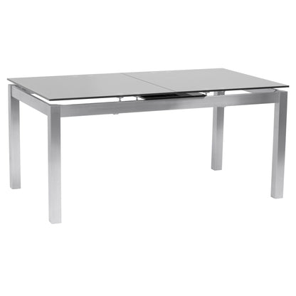 Ivan - Dining Table With Extensions, Tempered Glass Top - Brushed Silver / Gray