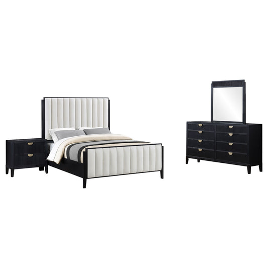 Brookmead 4-piece Upholstered Queen Bedroom Set Black