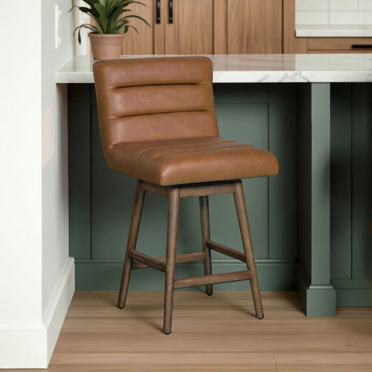 Elias - Swivel Rubberwood Barstool