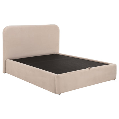 Anders Upholstered Eastern King Storage Lift Platform Bed Beige