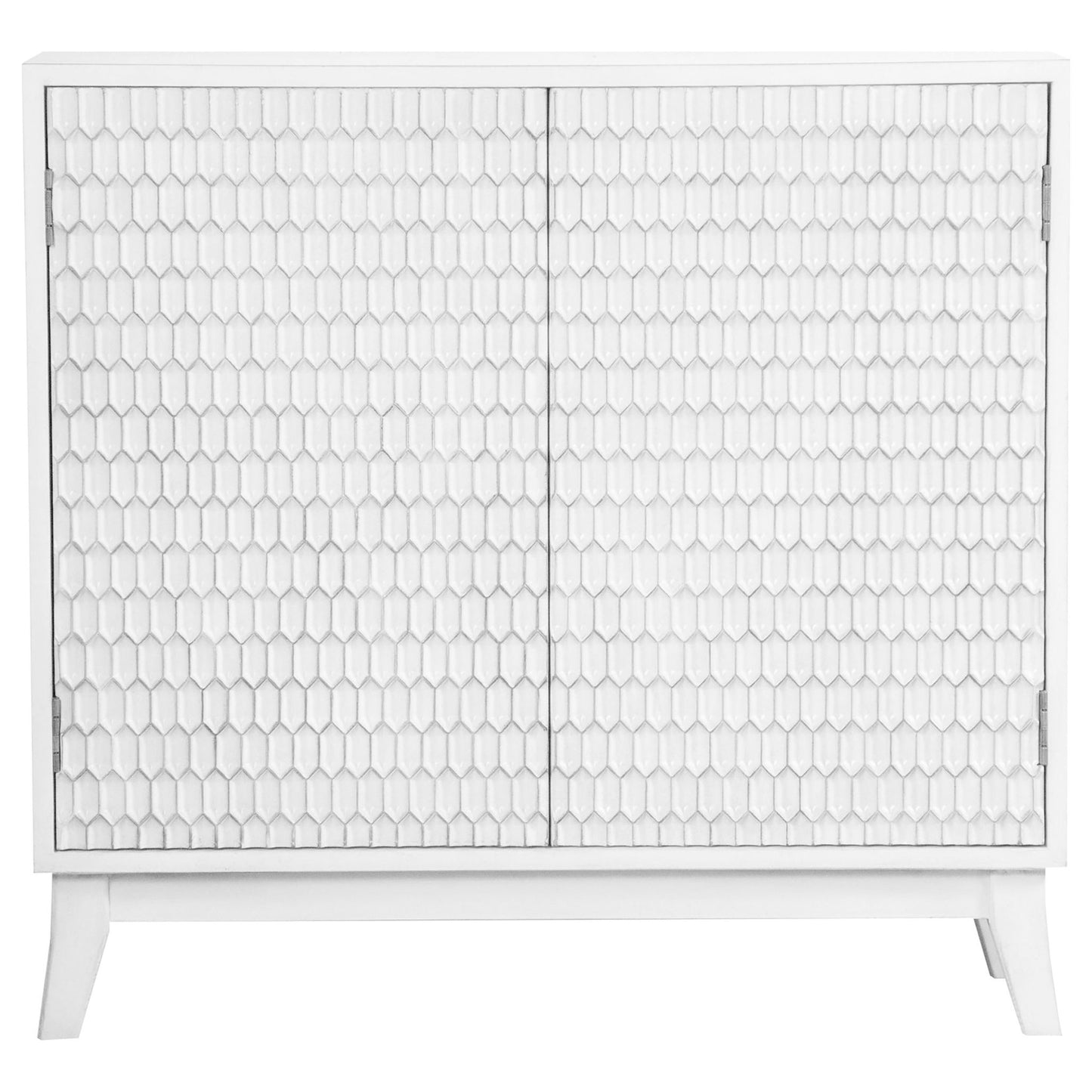 Gambon 2-door Wood Honeycomb Pattern Accent Cabinet White