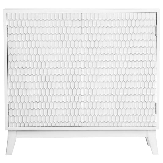 Gambon 2-door Wood Honeycomb Pattern Accent Cabinet White