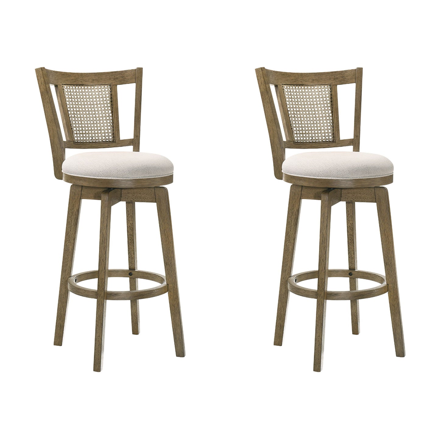 Isla - 30" Putty Brown Bar Height Rubberwood Swivel Barstool