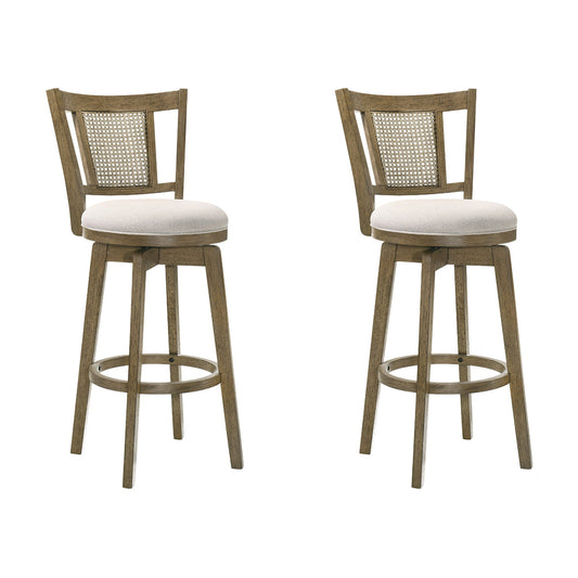 Isla - 30" Putty Brown Bar Height Rubberwood Swivel Barstool