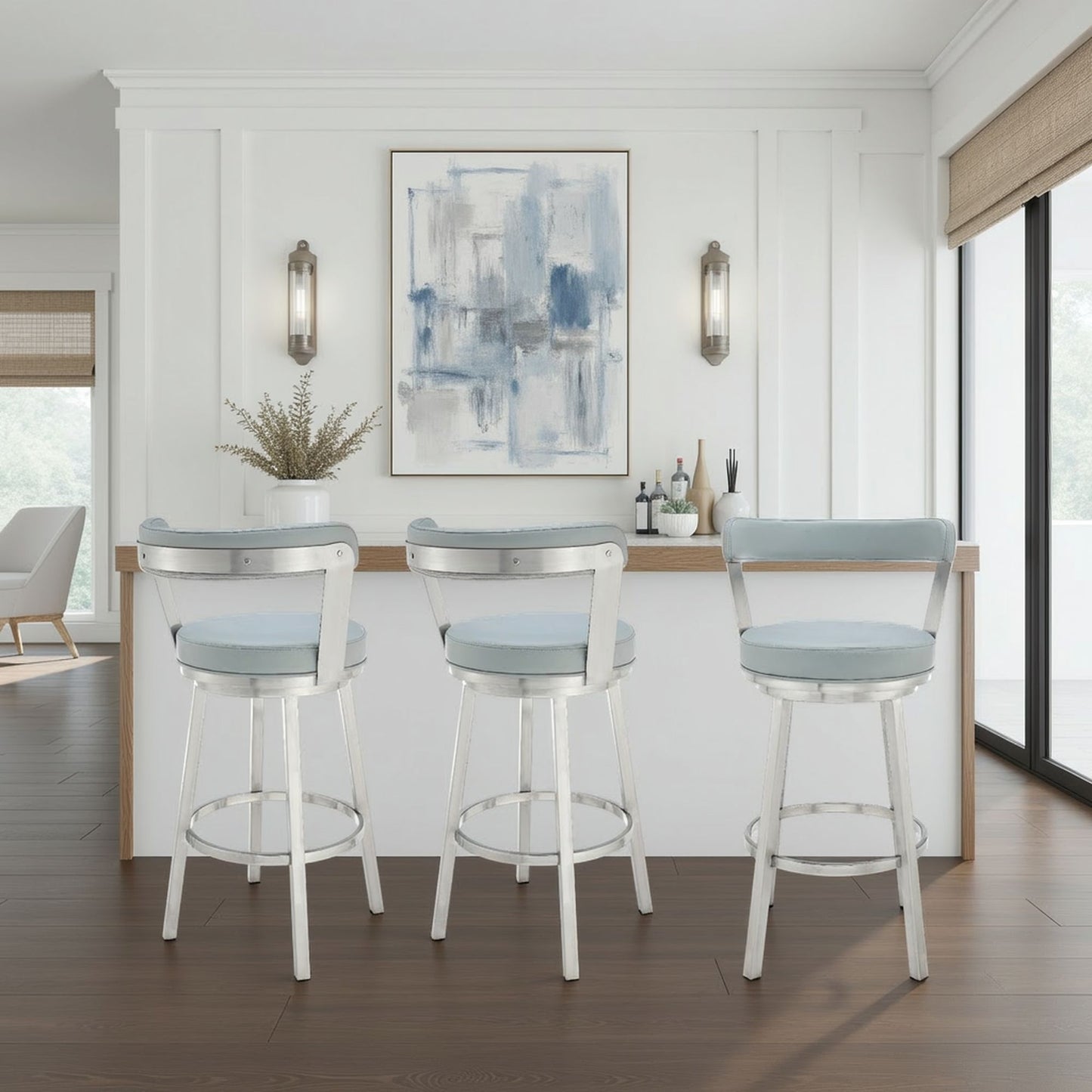 Bryant - Swivel Bar Stool With Silver Frame