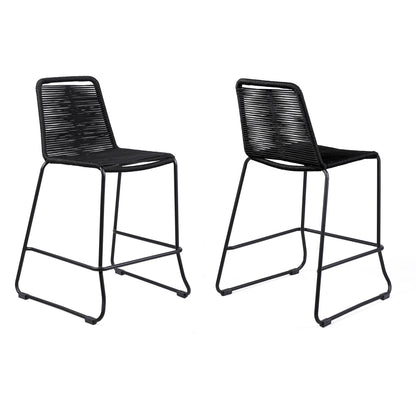 Shasta - 26" Outdoor Metal And Rope Stackable Barstool