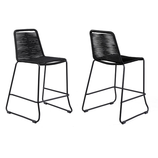 Shasta - 26" Outdoor Metal And Rope Stackable Barstool