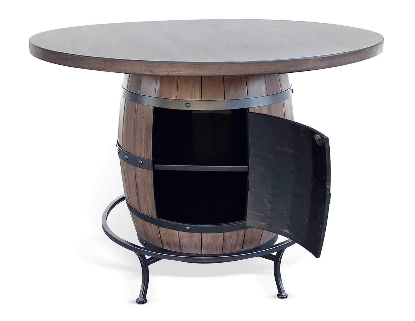 Doe Valley - Round Pub Table With Wine Barrel Base - Buckskin