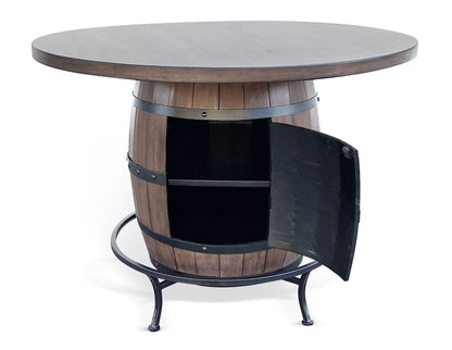 Doe Valley - Round Pub Table With Wine Barrel Base - Buckskin