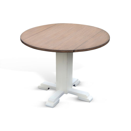 Drop Leaf Round Table - Buckskin / Marble White