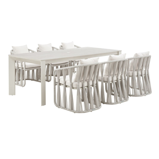 Breeze - Powder Coated Rectangle Metal Outdoor Dining Set With Cushions