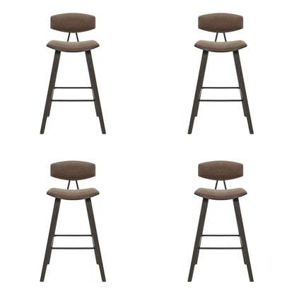Fox - Bar Height Curved Back Wood Bar Stool With Faux Leather Seat