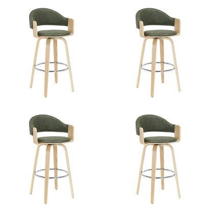 Daxton - Swivel Bar Height Round Back Wood Bar Stool With Faux Leather Seat