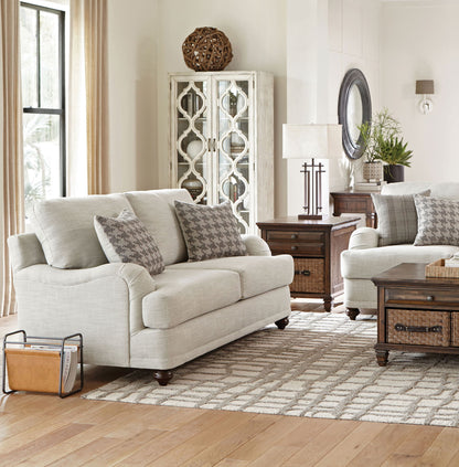 Glenn Upholstered English Arm Loveseat Light Grey and Grey