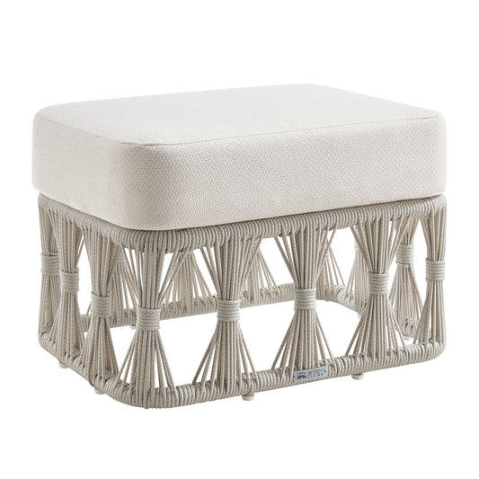 Breeze - Cream Metal Outdoor Ottoman With Cushions - Pearl