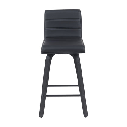 Vienna - Modern Counter Height Swivel Bar Stool - Black Brushed Wood Frame