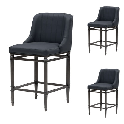Marvin - Steel Frame Faux Leather Upholstered Counter Height Barstool