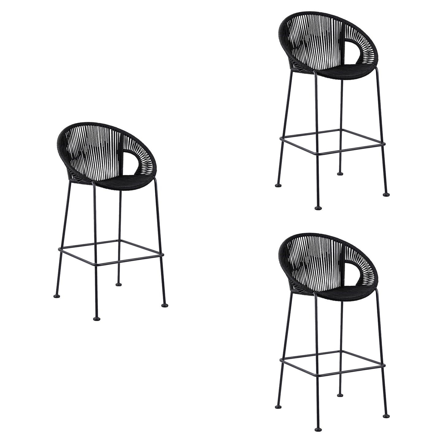 Acapulco - Indoor Outdoor Steel Bar Stool With Rope Set