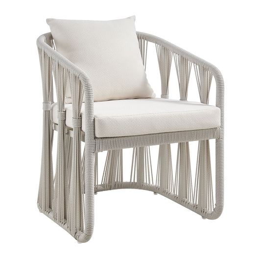 Breeze - Cream Metal Outdoor Dining Chair With Cushions - Pearl