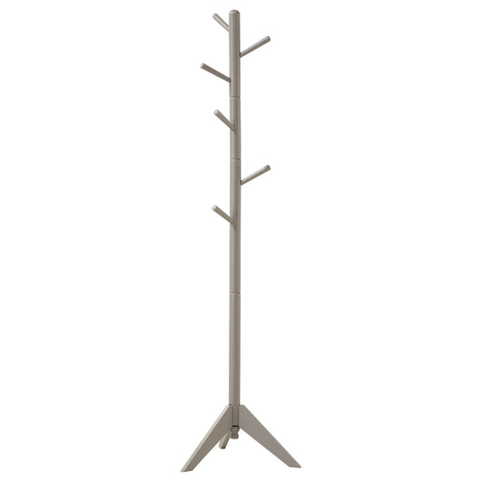 Devlin 6 Hook Freestanding Wood Coat Rack Hat Hanger Grey
