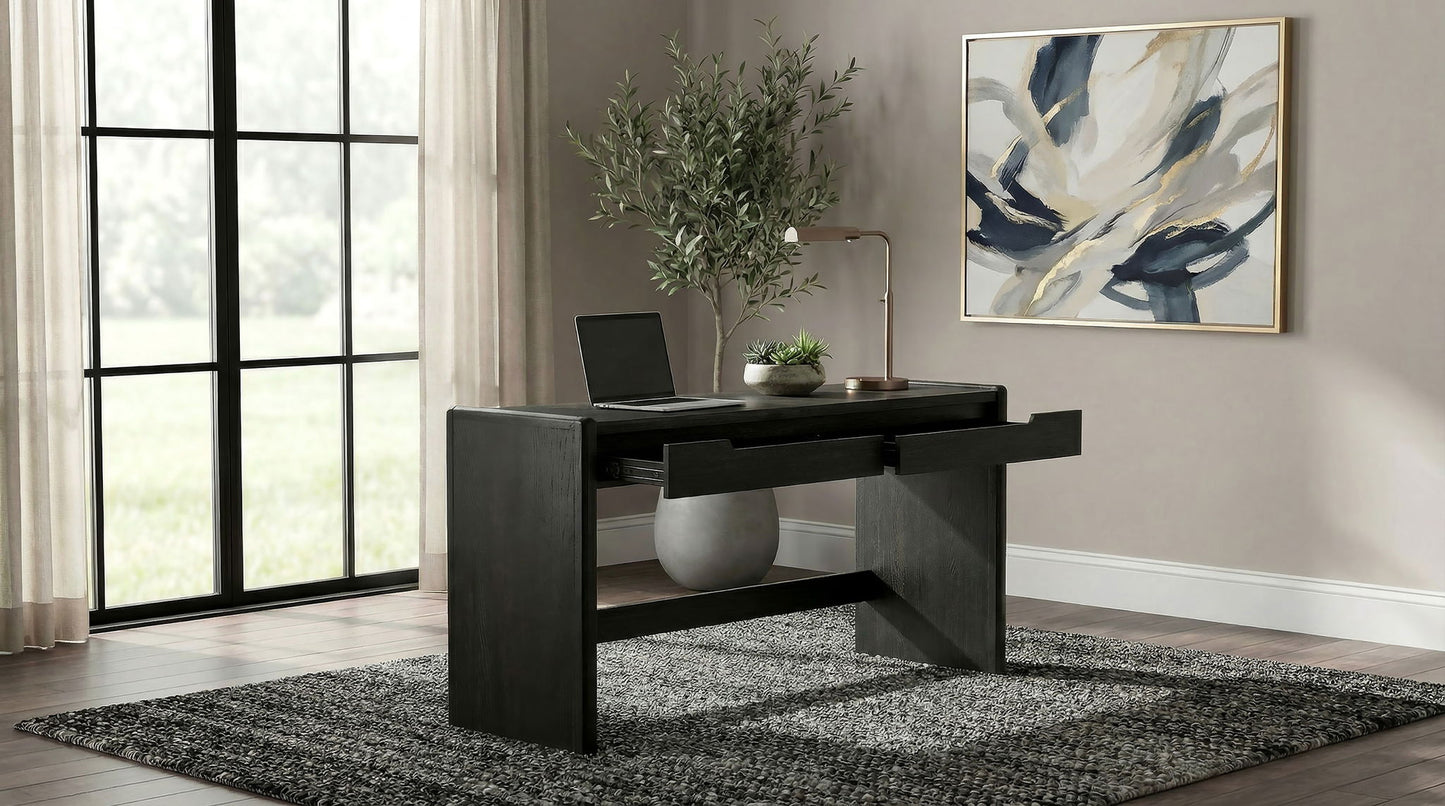 Leandro 2-drawer Home Office Writing Desk Burnished Black
