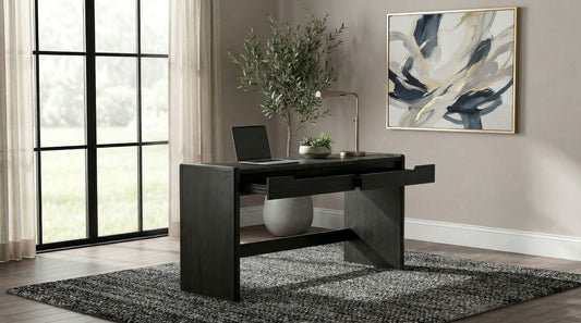 Leandro 2-drawer Home Office Writing Desk Burnished Black