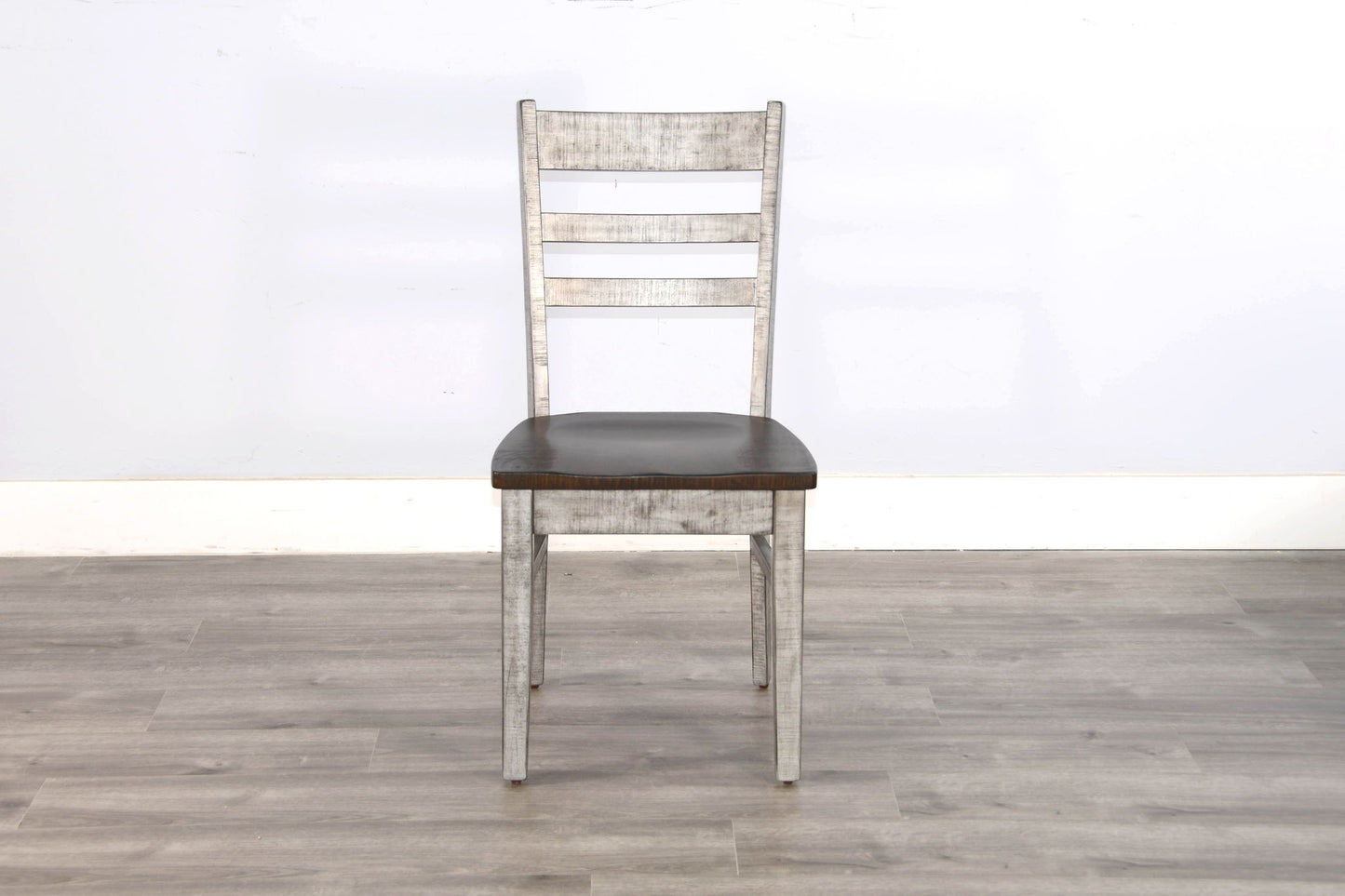 Homestead Hills - Ladderback Chair, Wood Seat (Set of 2) - Tobacco Leaf / Alpine Gray