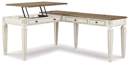 Realyn - L Shaped Desk With Lift Top - White / Brown
