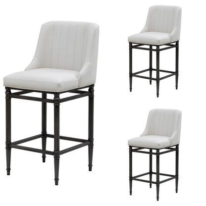 Marvin - Steel Frame Faux Leather Upholstered Bar Height Barstool