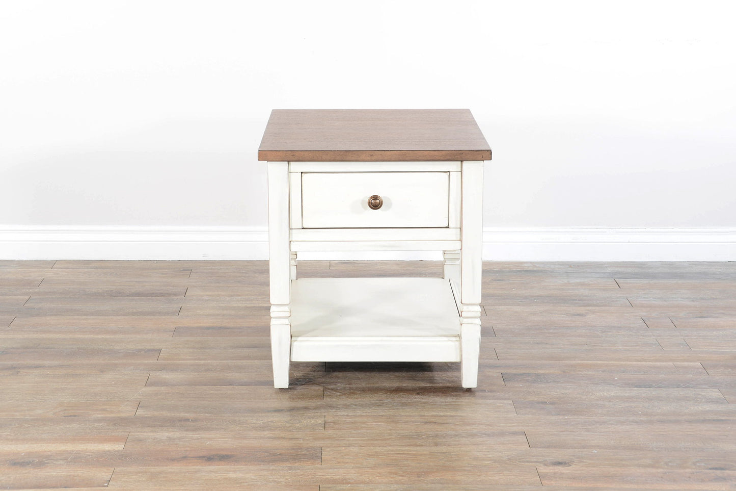 End Table - White / Light Brown