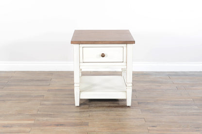 End Table - White / Light Brown