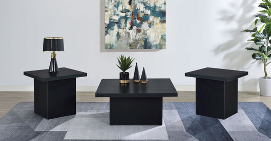 Devar 3-piece Square Cocktail Coffee End Table Set Black