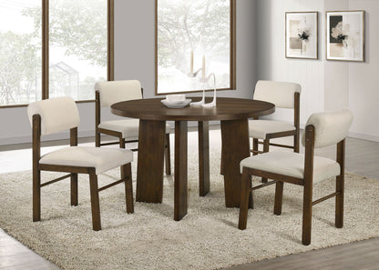 Strouse 5-piece Dining Set Cream and Walnut