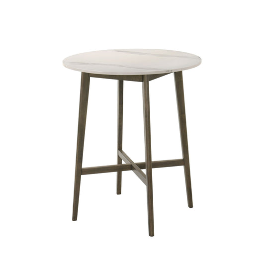 Jayla - 35.5" Marble Top Pub Table - Night Wenge / White