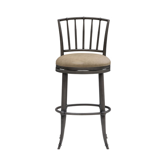 Vince - Commercial Grade Steel Frame Faux Leather Upholstered Swivel Bar Height Barstool