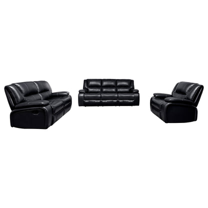 Camila 3-piece Upholstered Reclining Sofa Set Black