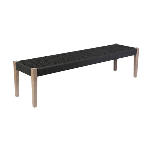 Camino - Indoor Outdoor Dining Bench - Eucalyptus Wood And Charcoal Rope