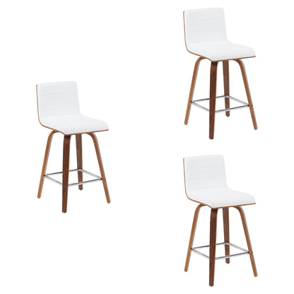 Vienna - Modern Counter Height Swivel Bar Stool - Walnut Finished Wood Frame