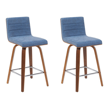 Vienna - Modern Counter Height Swivel Bar Stool - Walnut Finished Wood Frame