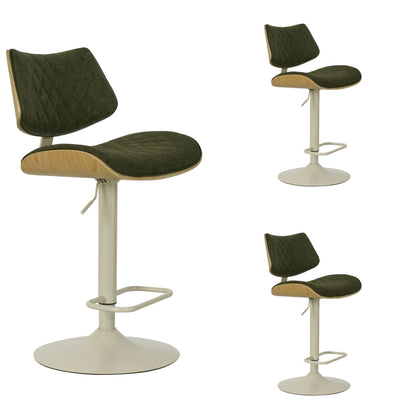 Leland - Adjustable Swivel Curved Back Wood Bar Stool With Faux Leather Seat