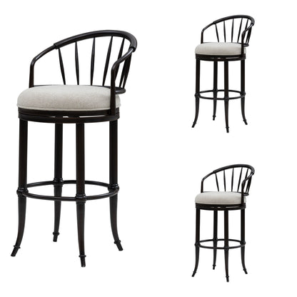 Luther - Commercial Grade Steel Frame Fabric Upholstered Swivel Bar Height Barstool