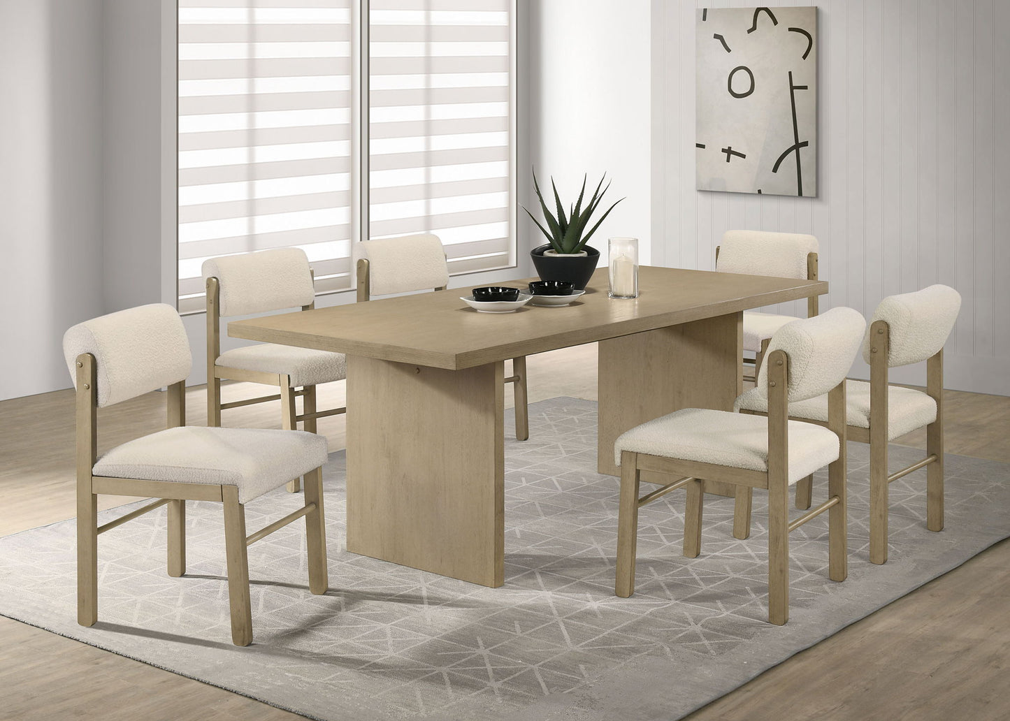 Decker 7-piece 82-inch Rectangular Dining Set Cream and Natural Oak
