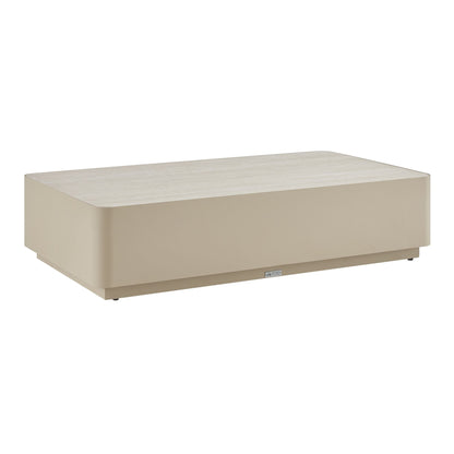 Pavilion - Powder Coated Metal Rectangle Outdoor Coffee Table With Sintered Stone Table Top - Natural
