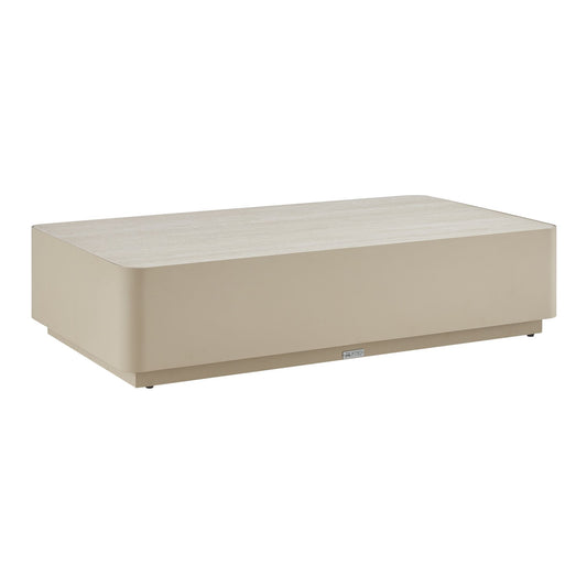Pavilion - Powder Coated Metal Rectangle Outdoor Coffee Table With Sintered Stone Table Top - Natural