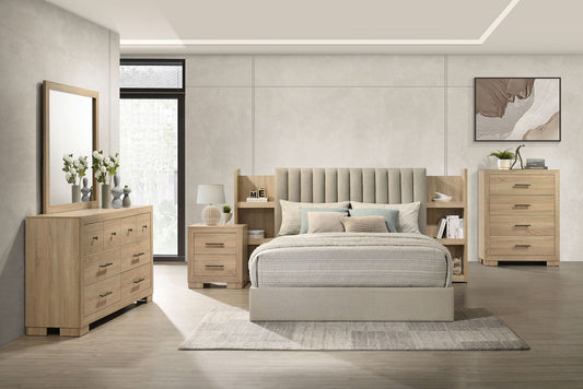 Arielle 5-piece Eastern King Bedroom Set Light Oak